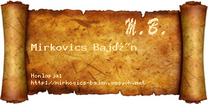 Mirkovics Baján névjegykártya